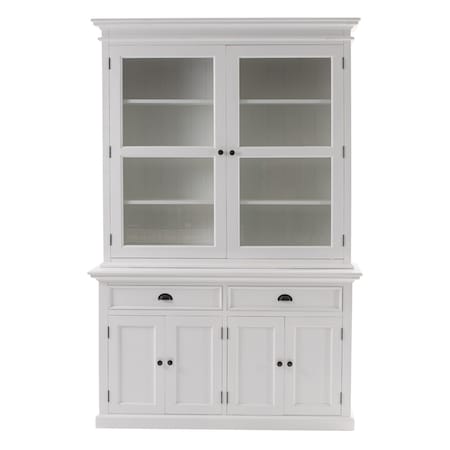 Homeroots 57in White Solid Wood Frame Dining Hutch With Twelve Shelves And Two Drawers 397834