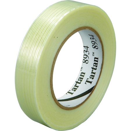 3M Tartan 8934 Filament Strapping Adhesive Tape, Clear, 12mm, Case of 72, 72PK 7100009809