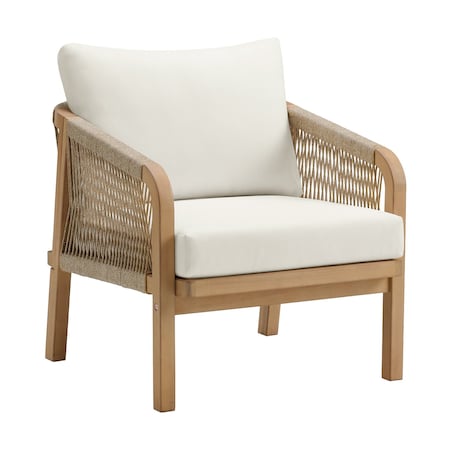 Alaterre Furniture Alaterre Lusso Outdoor Patio Chair with Cushions and Rope Accent Natural Finish Design 80-OUTD-LUSSO-CH