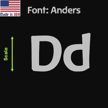 Aacc Self-Adhesive Vinyl Letter: D, Scale: 7 in. Color: Silver Font: Anders by, 8PK AACC-Anders-UD-Silver-I7x8