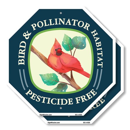 Signmission Bird & Pollinator Habitat Pesticide, 10 inch X 10 inch, Aluminum Metal Signs, 2PK OC-A-2PACK-10-26
