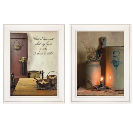 Homeroots Set Of Two What I Love Most 1 White Framed Print Wall Art, 2PK 405992