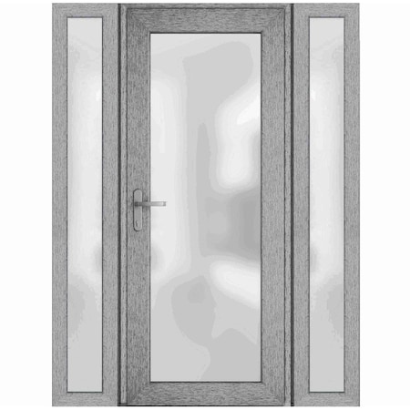 Vdomdoors Front Exterior Prehung FiberGlass Door Frosted Glass / Manux 8102 Grey Ash / 2 Sidelight Exterior W MANUX8102EXD-SS-W16+36+16 x H80-RH