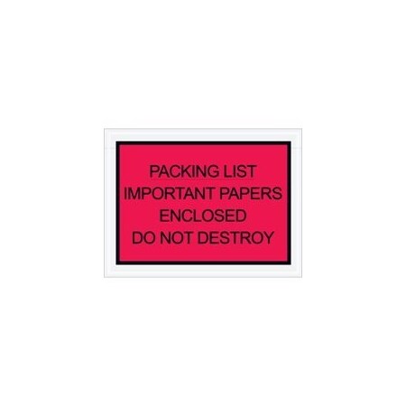 Bubblefast 4 1/2 x 6'' Red ''Important Papers Enclosed'' Envelopes, 1000PK BFPL412