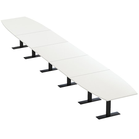 Skutchi Designs 22ft Conference Table With Power Unit | 22 Person Modular Boat Meeting Table | Harmony Series HAR-BOT-48X264-T.BK-W960-NA