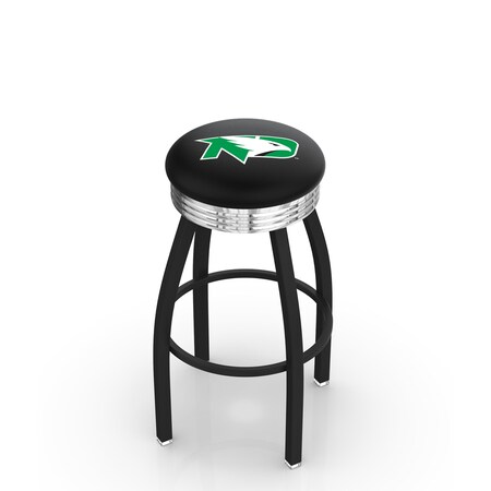 Holland Bar Stool Co 25" Blk Wrinkle North Dakota Swivel Bar Stool, Chrome Ring L8B3C25NorDak