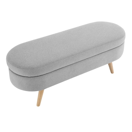 Homeroots 44" Gray and Brown Linen Upholstered Storage Bench with Flip Top 555445