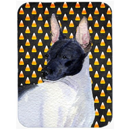 Carolines Treasures Rat Terrier Candy Corn Halloween Portrait Glass Cutting Board - Large SS4273LCB