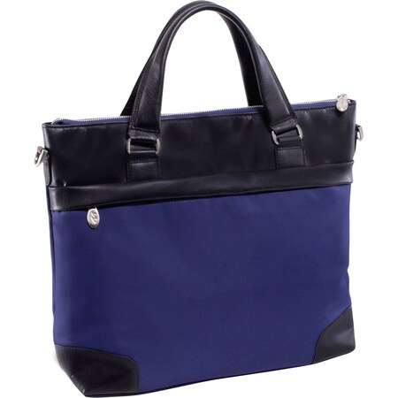Mckleinusa 15 in. Eastward Nylon Slim Laptop Briefcase, Navy 18397