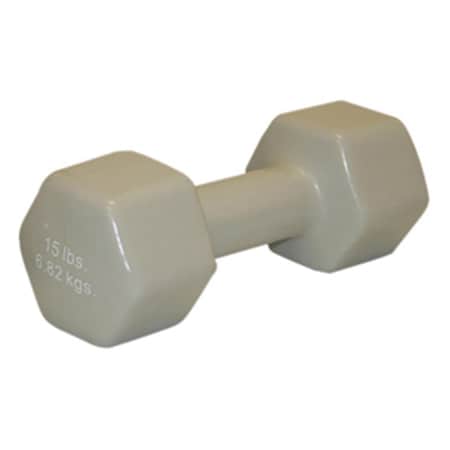 Cando International 15 lbs Vinyl Coated Dumbbell, Silver CanDo-10-0560-1