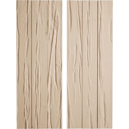 Ekena Millwork Rustic Three Board Joined Board-n-Batten Riverwood Faux Wood Shutters w/No Batten, 16 1/2W x 58H, PR SHUBJN16X58RWPR