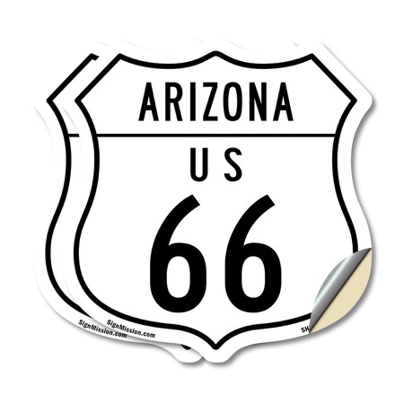 Signmission Arizona Route Marker Shield Sign Us 66, 18 inch X 18 inch, Vinyl Decal, 2PK SHI-D-2PACK-18-360