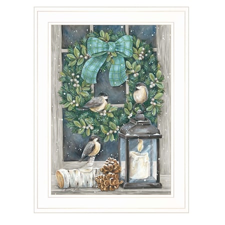 Homeroots Winter Wreath 1 White Framed Print Wall Art 407288