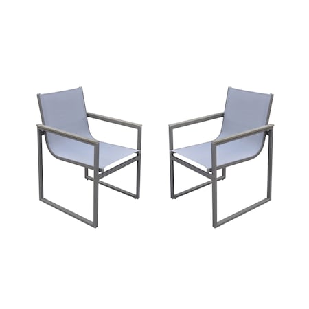 Homeroots Set of Two 22" Light Gray Metal Outdoor Dining Chair, 2PK 490270