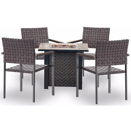 Seasonal Trends Madrid Fire Chat Set, Fire Chat Set, Ceramic Tile/Steel/Wicker, Brown 141607