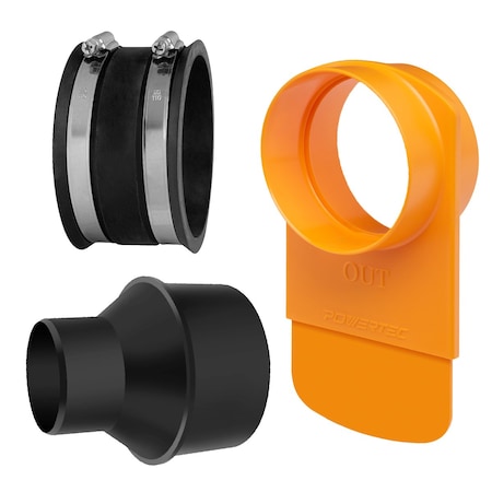 Powertec 4 in. Integrated Blast Gate with 4 in. Flex Cuff and 4 in. OD to 2-1/2 in. OD Cone Reducer 70366
