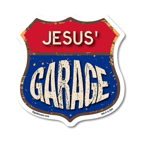 Signmission Jesus's Garage, 6 Inch X 6 Inch, Plastic Sign SHI-P-6-383-JESUS