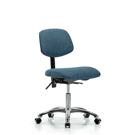 Blue Ridge Ergonomics Desk Chair Desk Chair, Fabric, Chr Tilt Casters, Blu, No Arms, 19" to 24" Height, Fabric, Blue BR-FDHCH-CR-T1-A0-CC-F43
