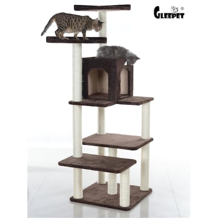 Petpride GleePet 66 in. Cat Tree GP78680721 Coffee Brown 4 Levels PE37707