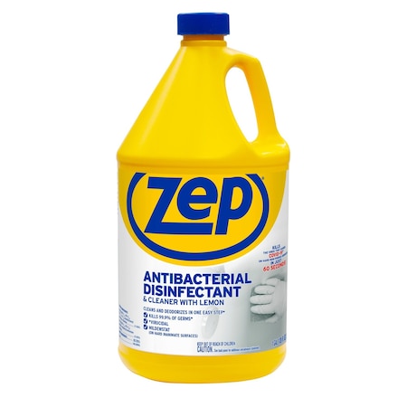 Zep Antibacterial Disinfectant, 1 gal. Jug, Lemon, Clear, 4 PK ZUBAC128