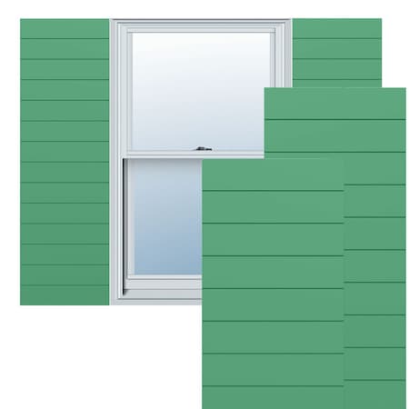 Ekena Millwork True Fit PVC Horizontal Slat Modern Style Fixed Mount Shutters, Lilly Pads, 18W x 58H, PR TFP001HZ18X058LP