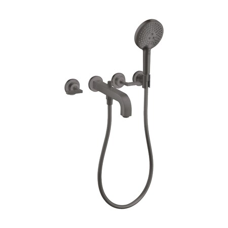 Axor 3-Hole Wall-Mounted Tub Trim w/ Handshower, 1.75 GPM- Lever Handles in Brushed Black Chrome 39448341