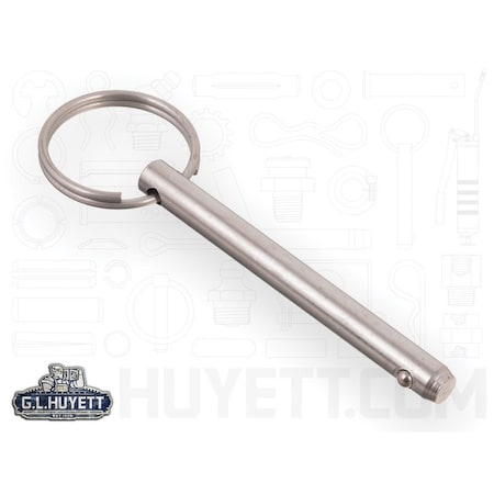 Huyett Detent Pin, 300 Stainless Steel, 0.250 in Dia x 2.000 in Effective Length x 0.254 in Hole Dia DTPS-0250-2000