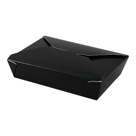 Pitt Plastics #2 Folded Takeout Box Black 7.75" x 5.5" x 1.875" EMPFDBX2-B