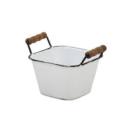 Homeroots 6" White Metal Bucket 487943