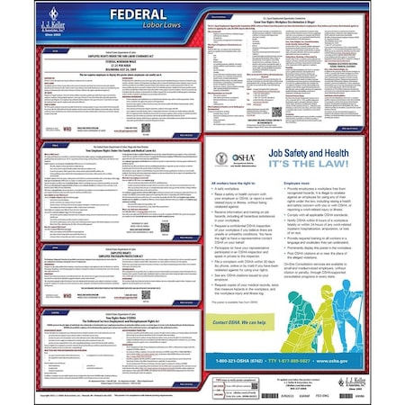 Jj Keller Labor Law Poster, 40" H, English 80815