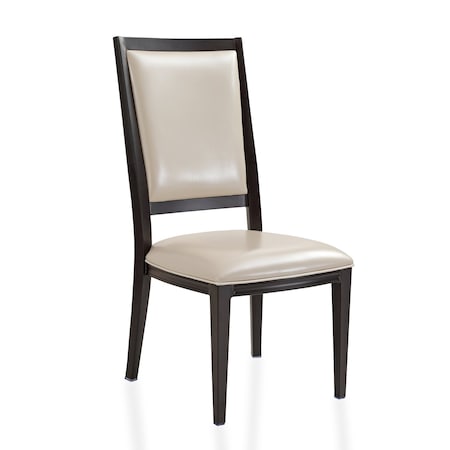 Leisuremod Madera High Back Leather Dining Chair, Aluminum Wood-Look Frame MCWN-18PW