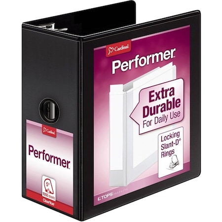 Cardinal Brands Cardinal, PERFORMER CLEARVUE SLANT-D RING BINDER, 3 RINGS, 5in CAPACITY, 11 X 8.5, BLACK 17951
