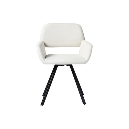 Homeroots Set of Two Beige and Black Fabric and Steel Dining Arm Chairs, 2PK 719343