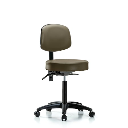 Blue Ridge Ergonomics Vinyl Stool, Back, Med Bench, Casters, Royal BR-VMBST-RG-T0-NF-RC-8809