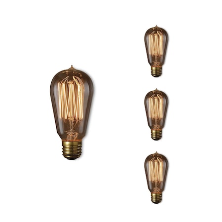 Bulbrite 60-Watt ST18 Incandescent Light Bulb Medium Base (E26) Antique Nostalgic Thread 2200K, 4PK 861231
