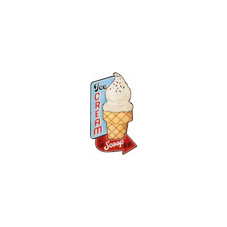 Headwind Consumer Products 3D Embossed Metal inIce Cream Scoop Herein Sign, Indoor/Outdoor Use 860-3045