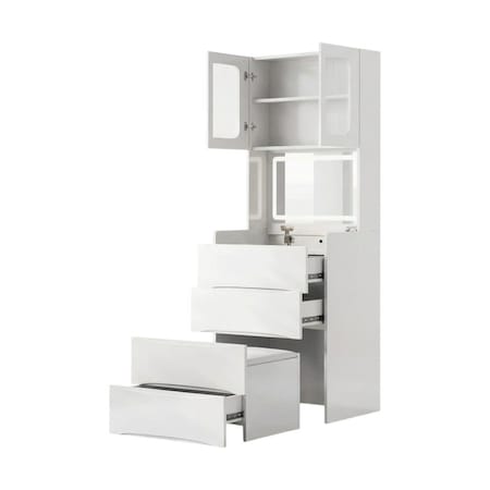 Homeroots 19" White Wood Lighted Four Drawer Dresser 714267