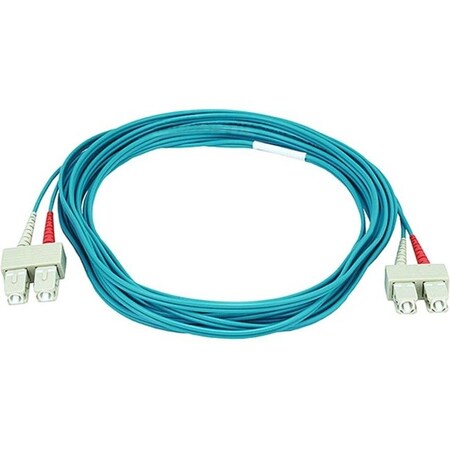 Monoprice Multi-Mode OM3 Fiber Optic Cable, SC-SC UL 3mm 50/125 OFNR Duplex Aqua 5m 6403