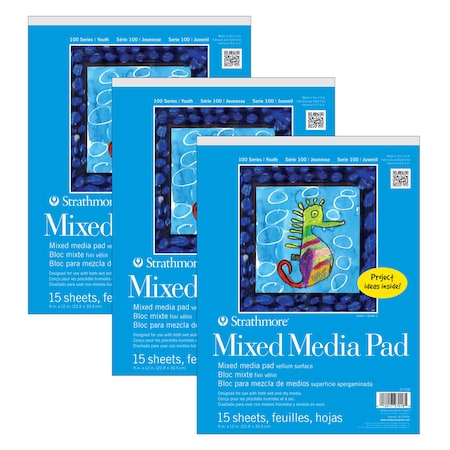 Strathmore 100 Series Mixed Media Pad, 15 Sheet, 9x12 inch, 3PK P27-018-1