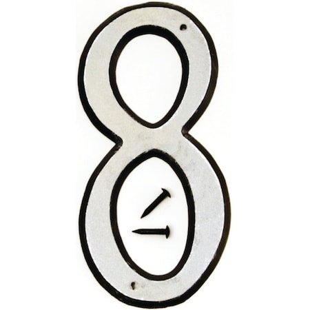Hy-Ko 30600 Series House Number, Character: 8, 4 in H Character, Black/White Character, Plastic 30608