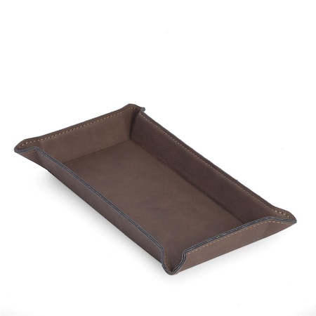 Bey Berk International Bey-Berk International Rustic Leatherette Rectangular Valet Tray, Brown UC101N