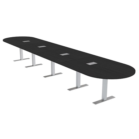 Skutchi Designs 20ft Racetrack Conference Table With Power | Harmony Series | 20 Person Meeting Room Table HAR-RAC-48X240-T-U999ST19-ESIL