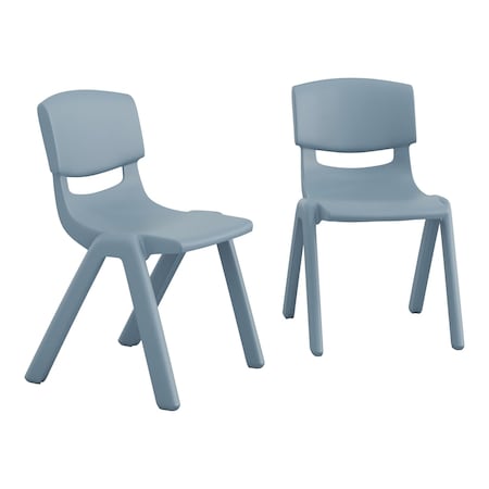 Flash Furniture Plastic Stacking School Chairs with 12 in Seat Height in Dusty Blue, 2PK 2-YU-YCX-001-DSTYBL-GG