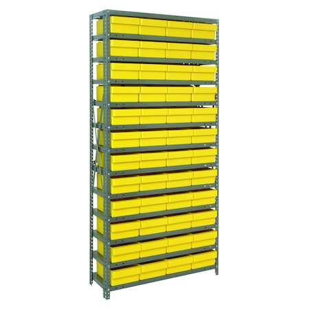 Quantum Storage Systems 13 SHELF OPEN UNIT W/48 YELLOW BINS 1275-701YL
