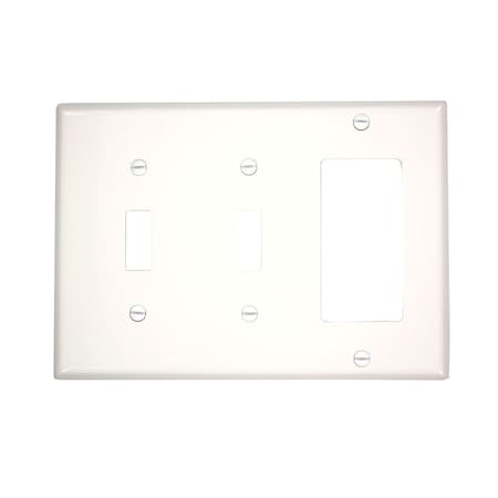 Leviton Combination Wallplate, Standard Size, Gang 3, White 80745-W