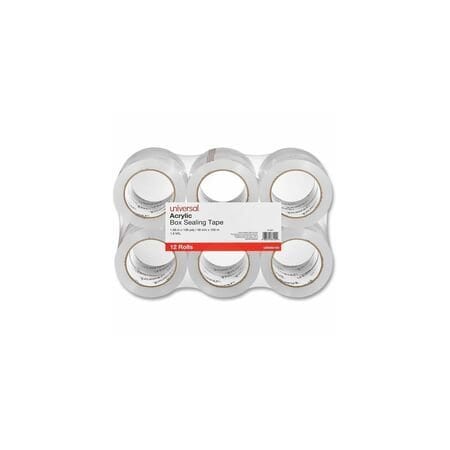 Universal One Acrylic Box Sealing Tape, 48mmx100m, 12PK UNV66100