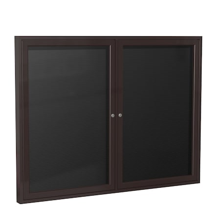 Ghent Indoor/Outdoor Enclosed Vinyl Letter Board, Bronze Aluminum Frame, 4'H x 5'W, 2 Door, Black PB24860BX-BK