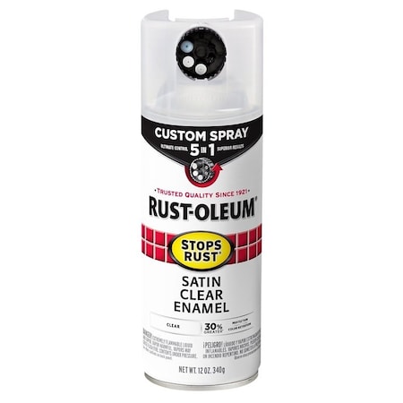 Rust-Oleum 5-In-1 Enamel Paint, Satin, Clear, 12 oz, Aerosol Can 376883