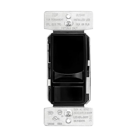 Eaton Wiring Devices Universal Slide Dimmer Switch - 300W LED/600W Halogen, Black with Preset SUL06P-BK-KB-L