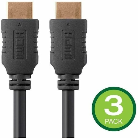 Monoprice 4K HIGH SPEED HDMI CABLE 15FT - 18GBPS BLACK, 3PK 39554